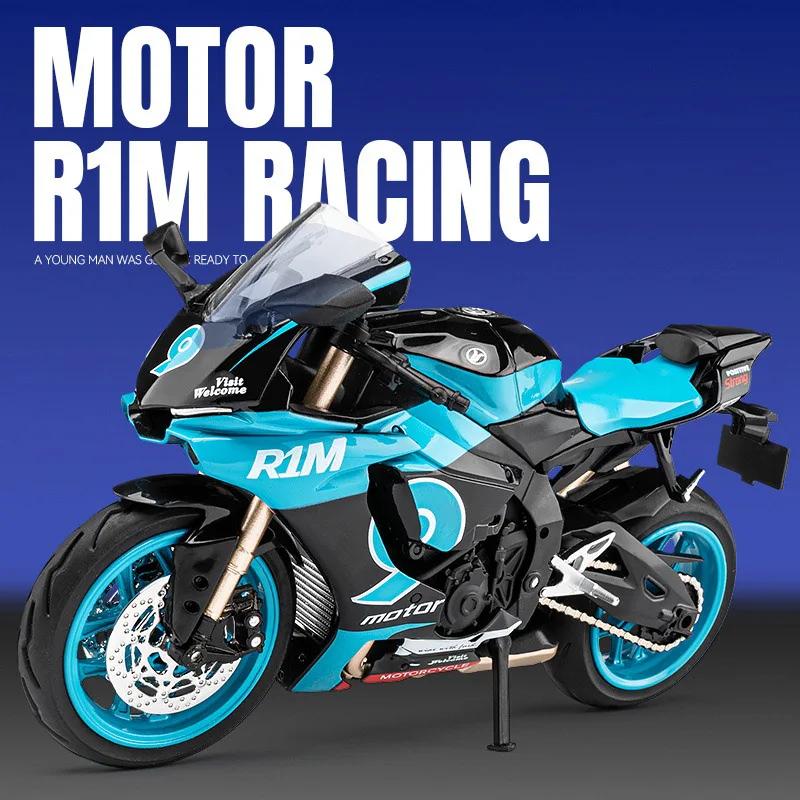 1/12 Yamaha YZF-R1M Zliatinový Model Motocykla Diecast Vozidlá Zvuk a Svetlo Off Road Autocykel Kolekcia Detské Hračky Darček