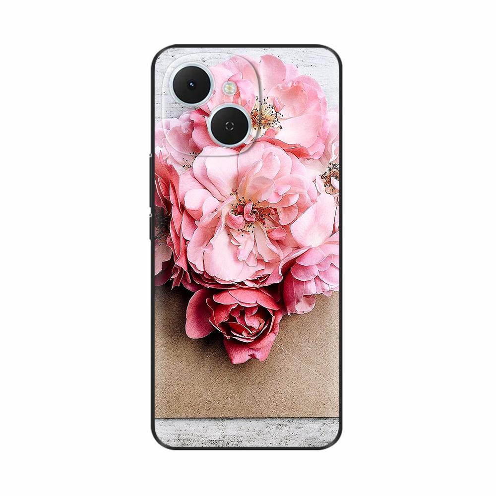 For Tecno Spark 40C Case Flowers Soft Silicone TPU Phone Cases For Tecno Spark 40C Shockproof Cool Wolf Flowers Protective Cover