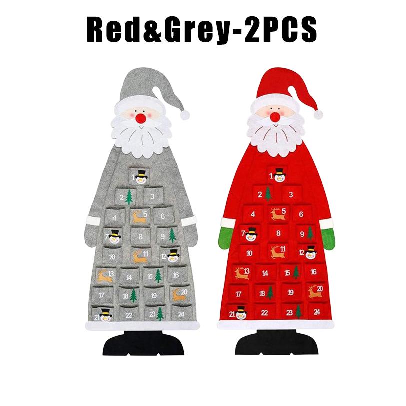 Santa Claus Felt Advent Calendar Countdown to Christmas Wall Hanging for Home Holiday Decor Festive Seasonal Ornament