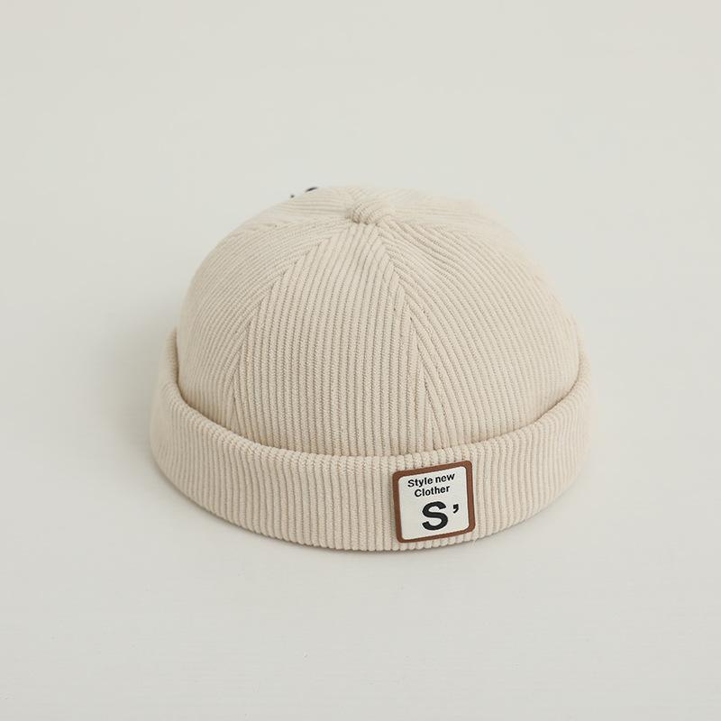 Vintage Brev Baby Lue Uten Skygge Ensfarget Kordfløyel Småbarn Dockerlue Høst Vinter Varm Justerbar Barn Gutt Jente Luer