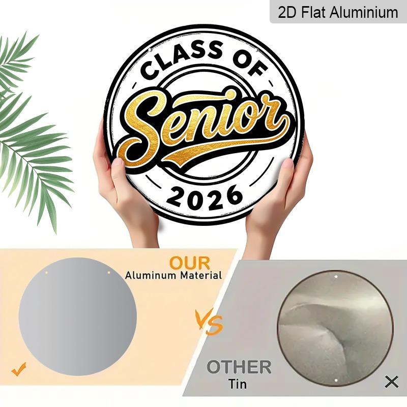 2D Flat Aluminum 2026 Graduation-themed Wall Hanging, Available in Various Sizes, with A Sophisticated Black and Gold Color Scheme An Ideal Choice