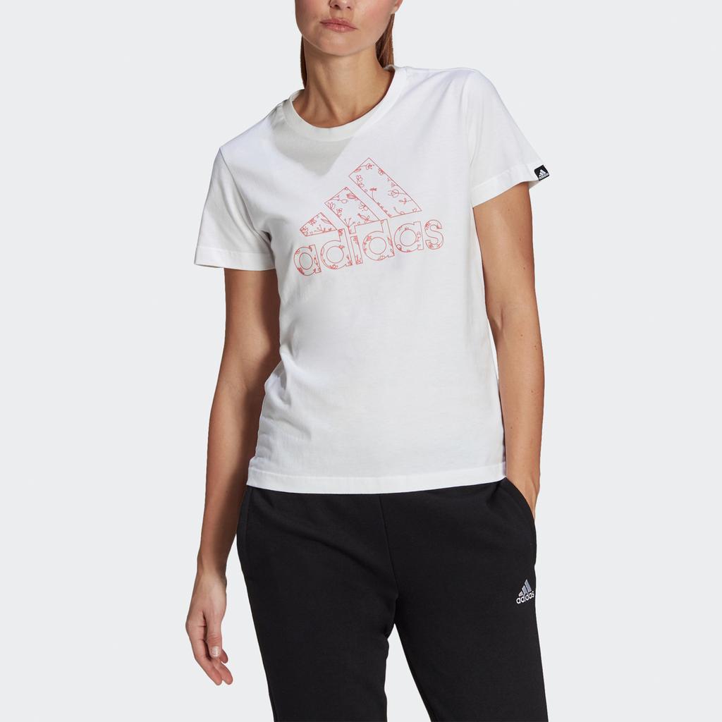 adidas Floral Logo Graphic Tee Women Tops White GL1031