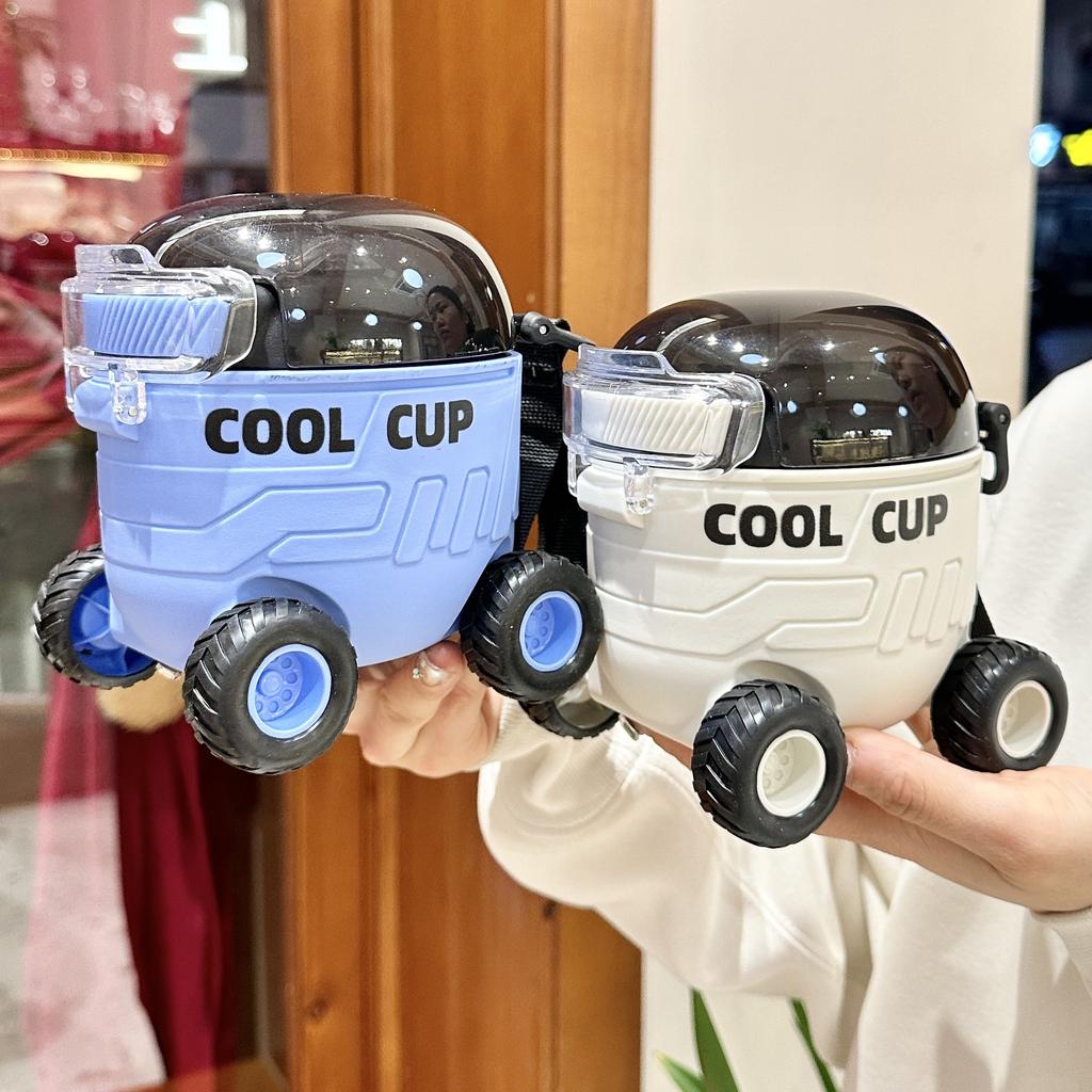 550ml Cute Portable Water Bottle with Handle Kid Car Straw Water Cup Bus Shape Children's Water Bottle Drinking Cup