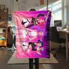 1PC Kpop Demon Hunters Print Flannel Blanket, High Quality All Seasons, Home Decor, Warmth and Comfort, Perfect for Christmas Gifts