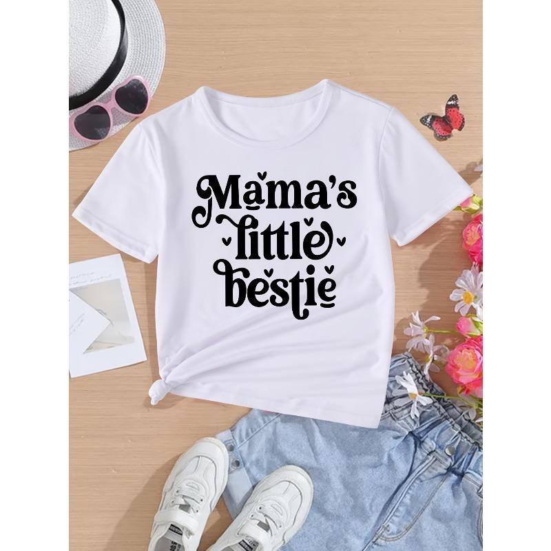 

European sizes Mother S Day Girl Mama S Little Bestie Letter Print Easy Versatile Casual Round Neck T-Shirt 98cm белый