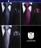 [HISDERN] Plain Tie Set of 3, Formal Tie and Pocket Square Set for Men, Perfect for Weddings, Father's Day Gifts, Washable T3-01