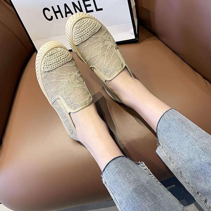 Fisherman shoes women's new summer flat mesh one-pedal lazy breathable single shoes women