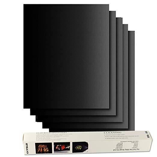 Set of 5 Cooking Mats BBQ Mats Barbecue Plate Baking Sheet Oven 40*33cm for Gas Charcoal Electric Barbecue 100% Anti-