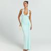European and American style summer new temperament deep V neck waist long dress sexy backless streamer fishtail dress