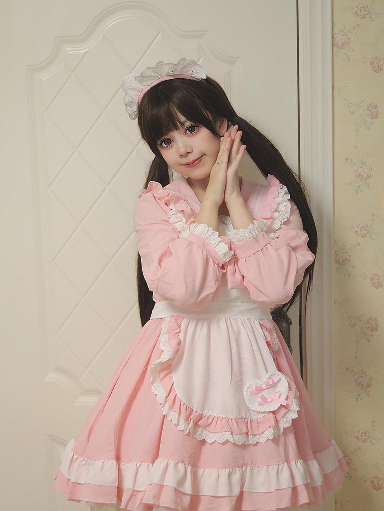 Daily Japanese Sailor Cosplay Maid Outfit: Long-Sleeved Dress with Apron