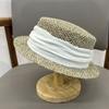 French Travel Vacation Seaside Salty Straw Hat Children Summer Hollow Flat Top Top Hat Elegant Small Brim Sunshade Straw Hat