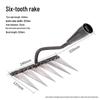 Six-Tooth Steel Weeding Hoe & Root Rake for Soil Loosening and Farming