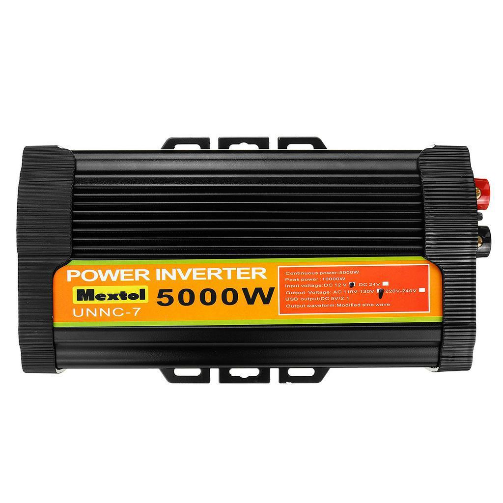 12000W Peak Black 12VDC to 110V/220VAC USB Sine Wave Converter Kit Car Power Inverter
