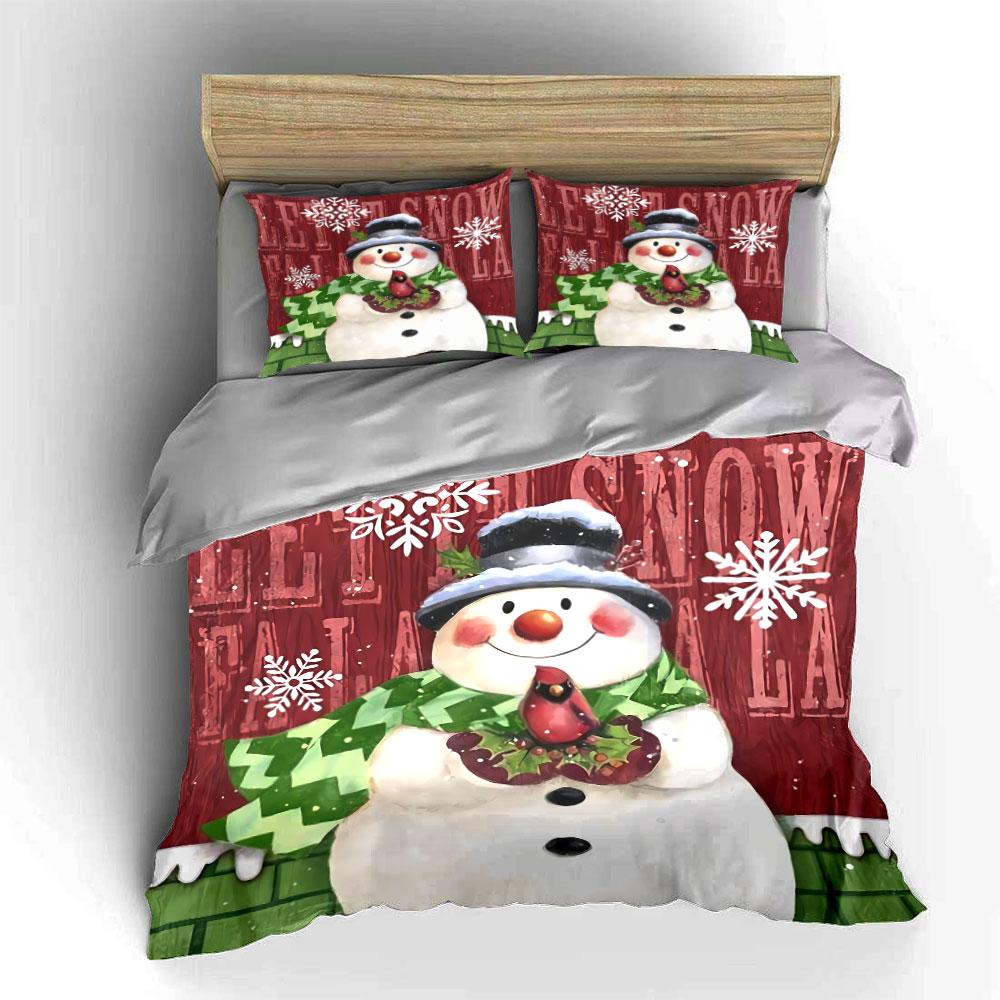 Let It Snow Snowman Set Bedding Duvet Cover Set Duvet Cover Pillowcases (1*Duvet Cover 2*Pillowcases, without duvet insert)