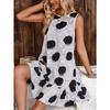 Batwing Hem Dress with Sleeveless Polka Dot Print - Cute and Playful Women's Clothing