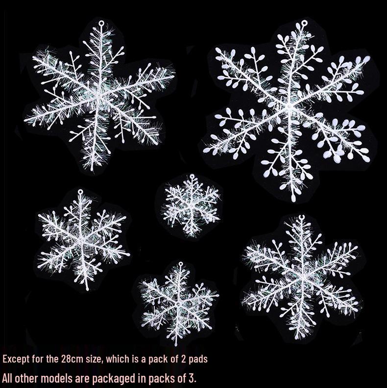 11cm Plastic Christmas Snowflake Ornaments - Pack of 3 Tree Decorations
