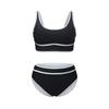 Damen High Waist Bikini-Sets Sportliche Rundhals Zweiteilige Badeanzüge Color Block Hoher Beinausschnitt Badesets
