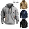 2026 European Size Men's Zipper Hoodie with Multi-Pockets for Autumn/Winter Casual Sports.