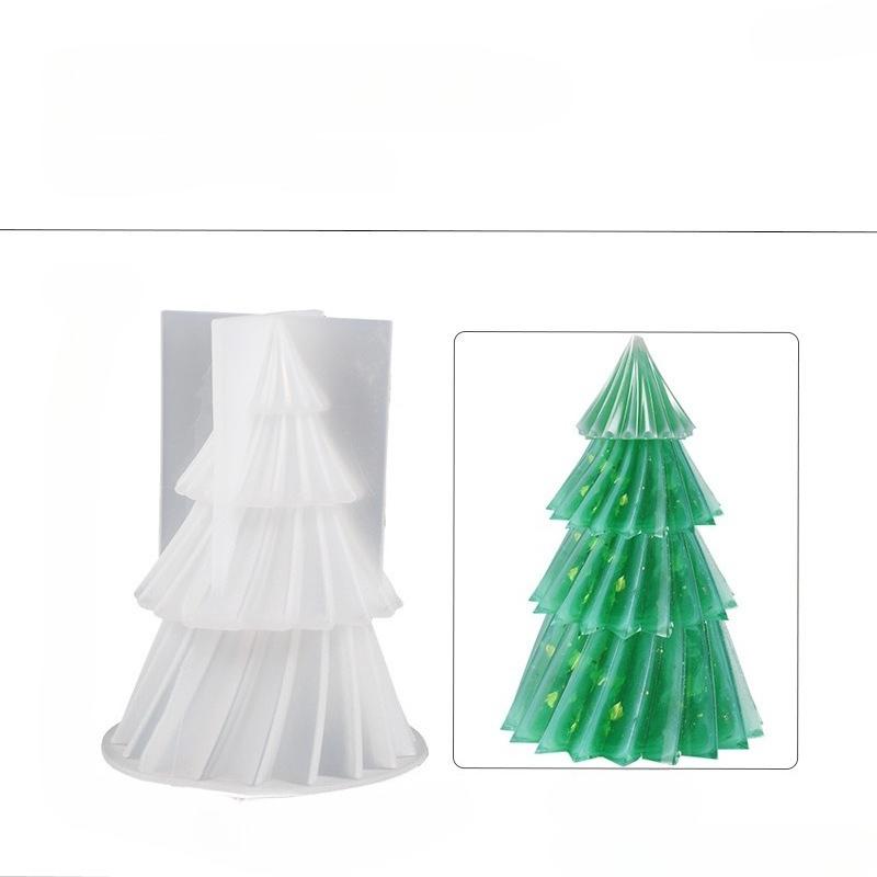 

1Pc DIY Crystal Epoxy Resin Diagonal Striped Christmas Tree Ornament Mold Origami Striped Christmas Tree Candle Mold