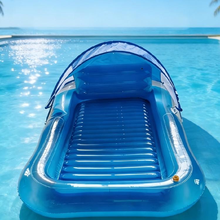 Modern PVC Pool Lounger Innovative Water Sprinkling Technology Tanning Pool Float Detachable Headrest Mattress