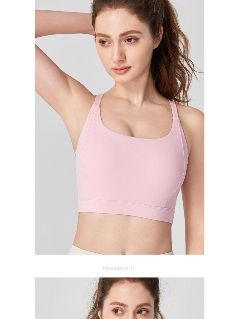 Cross-Strap Shockproof Sports Bra with Integrated Cup - Breathable, High-Intensity Performance Yoga Wear