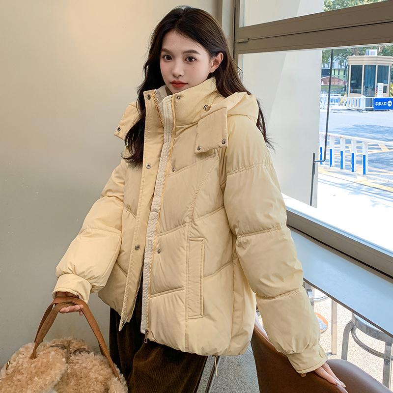 Korean Style Short Down Jacket Women Loose Fit Hooded Winter Coat Fashion Student Puffer