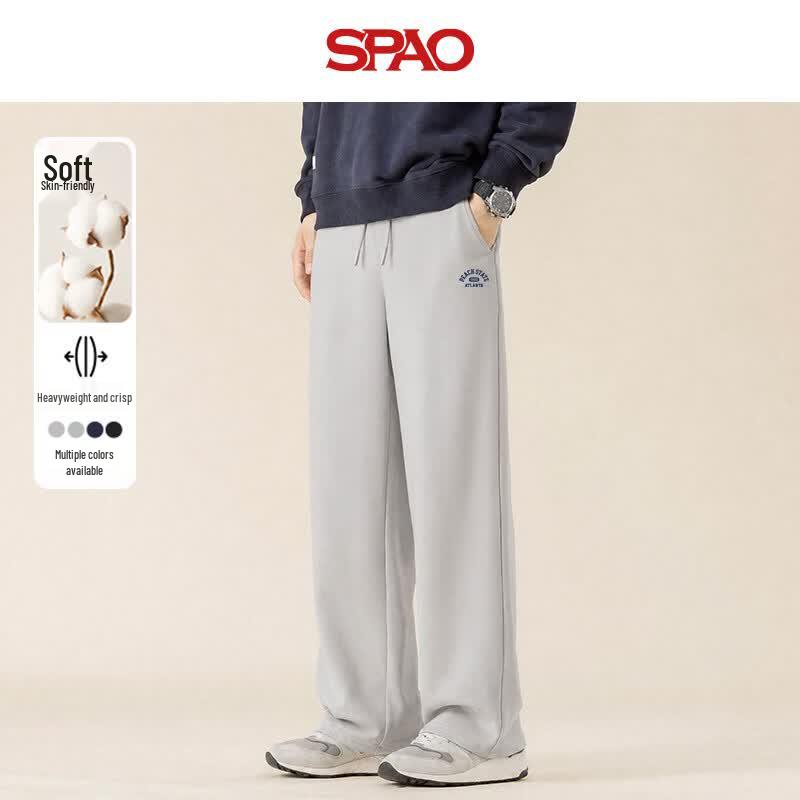 SPAO Men s American Style Relaxed Fit Wide-Leg Straight Casual Pants L