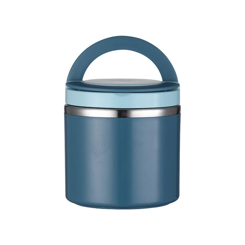 

Nutritious Meal Box High-quality Stainless Steel Soup Cup Lid with Handle Convenient Practical Round Thermal Insulation Bucket 630ML синий