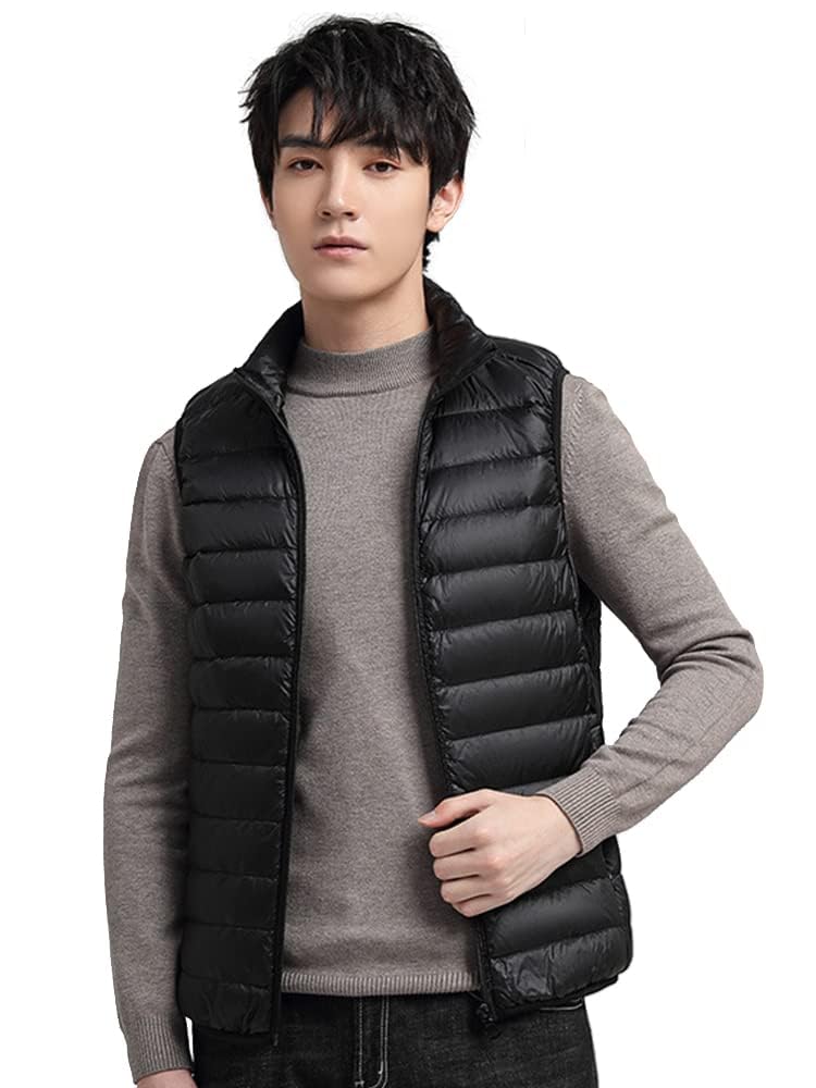Wnodruke Ultralight Down and WN002 Men's Vest, Lightweight, Warm, Compact, (XL, Black)