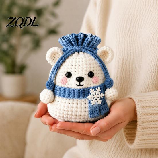 Santa Claus Crochet Pattern Christmas Pouch Kit, DIY Snowman Pouch, Cute Penguin Elk Bear Beginner Friendly Yarn Kit Designs, Storage Bag Craft