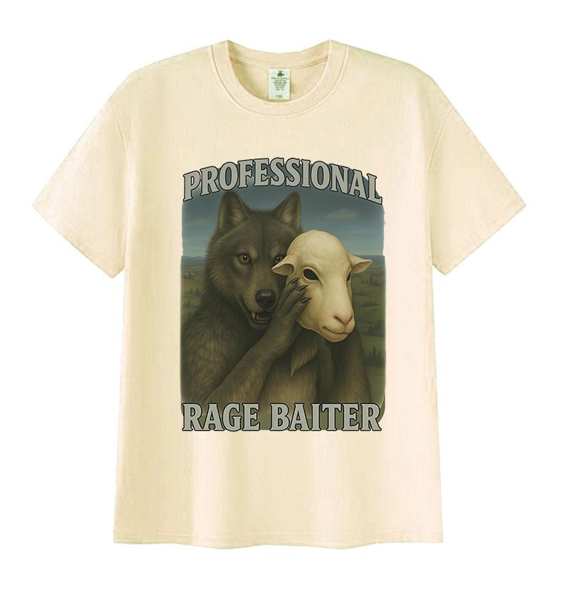Professioneller Rage Baiter Lustige Wolf Grafik T-Shirts Unisex Damen Humor Kleidung Kurzarm T-Shirts Lässige Übergroße Baumwoll-T-Shirts