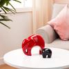 Home Decor Happy Charm Elephant Mother & Child | Piano Finish Ceramic Figures (Set of 2 Pieces, Red and Black)
