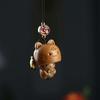 Hand-carved Wood Carving Pendant Cute Car Hanging Ornament Wooden Cat Phone Chain  Phone Accessory