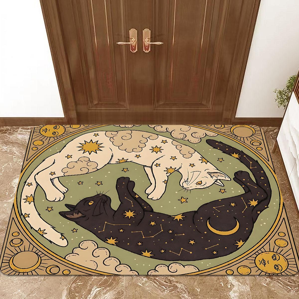

1pc Cat Theme Soft Flannel Doormat, Polyester Soft Floor Mat Lightweight Carpet for Kitchen, Bedroom Dining Room and Home Office 40X60cm