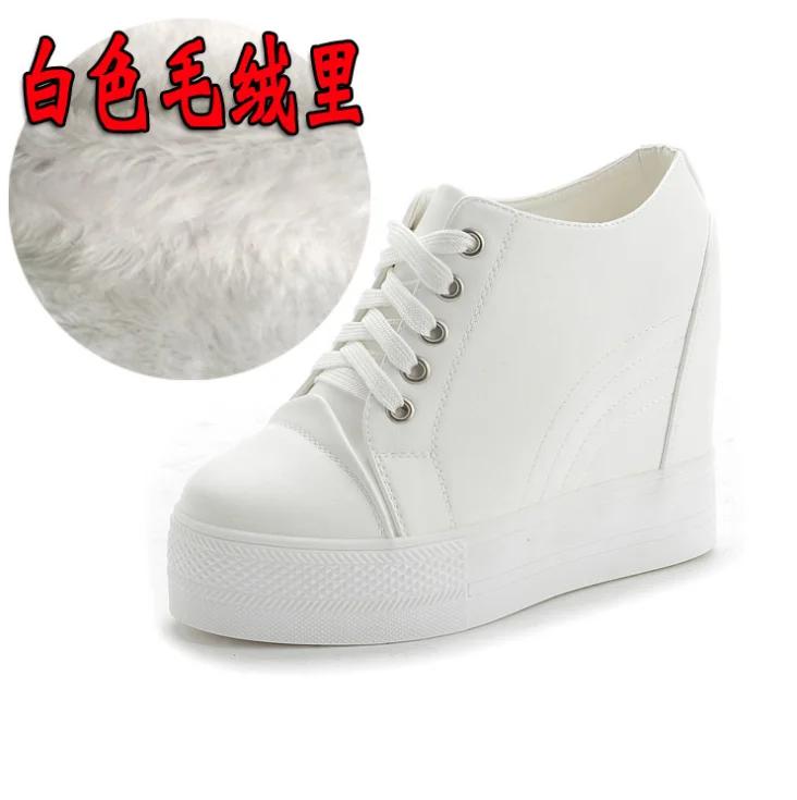 Women Winter Platform Sneakers Warm Fur Plush Insole Ankle Boots Women Spring Chunky Shoes Lace-up Tennis Shoes Woman Mujer 11CM