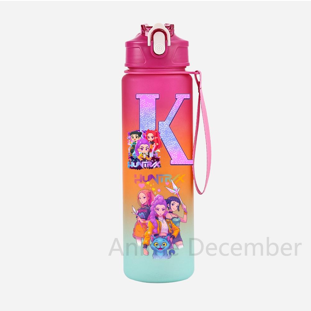 Anime K-Pop Demon Hunters A-Z English Letter Printed Character Water Cup Demon Hunters Large Capacity Outdoor Portable Drinking Bottle for Boy Girl