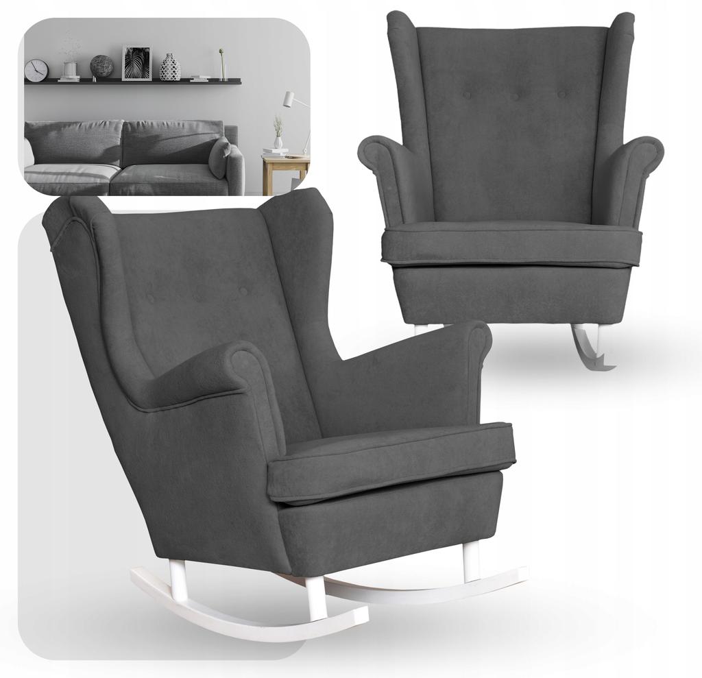 Fotel uszak bujany skandynawski welur Hunter Family Meble szary