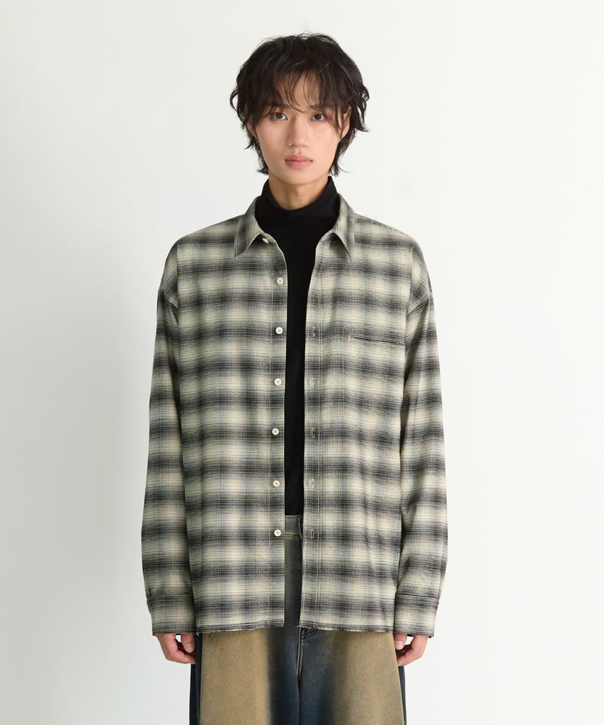 NONBLANK Flannel Ombre Check Shirt_Ivory