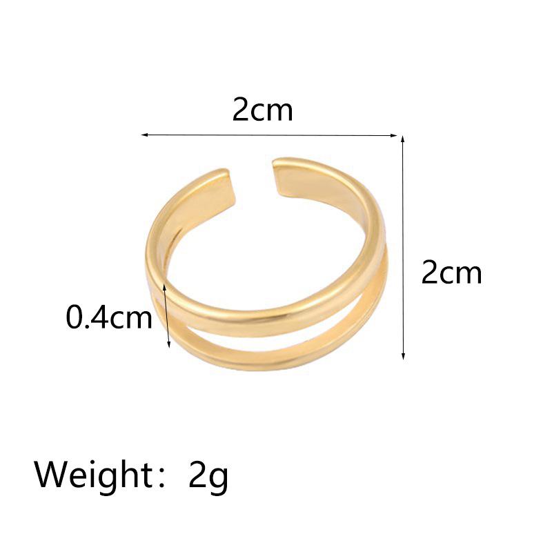 St.delan Retro Minimalist Double Layer Adjustable Women's Stainless Steel Open Ring