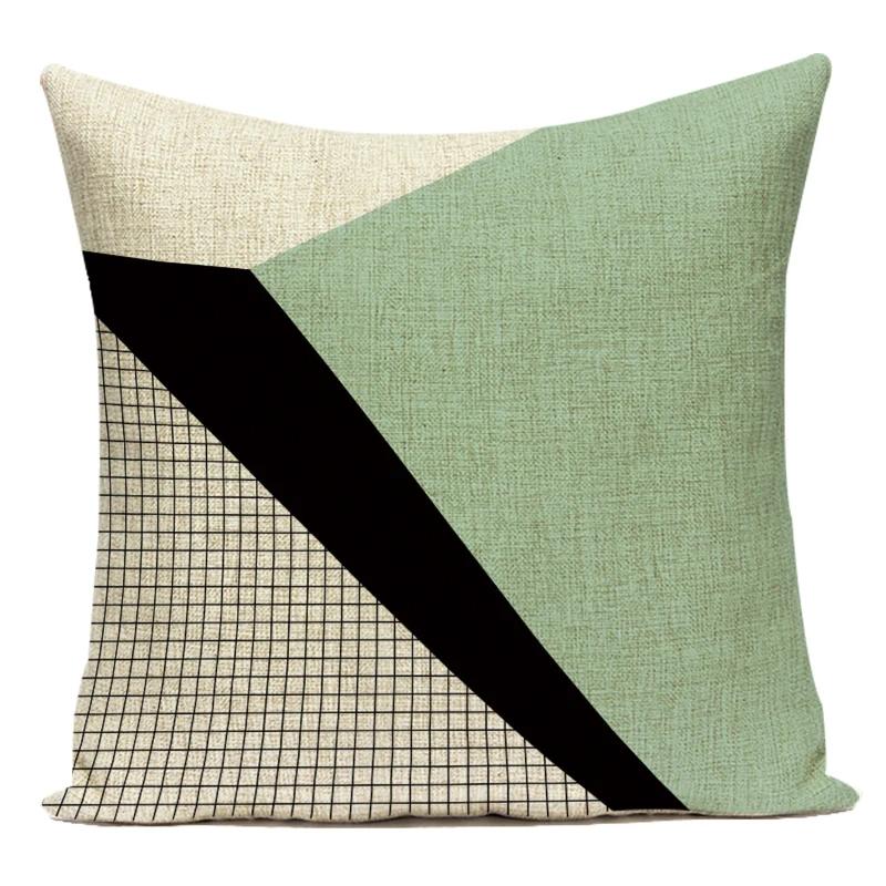 Decorative Throw Pillows Case Simply Green Geometric Polyester Sofa Cushion Cover For Living Room Home Decoration