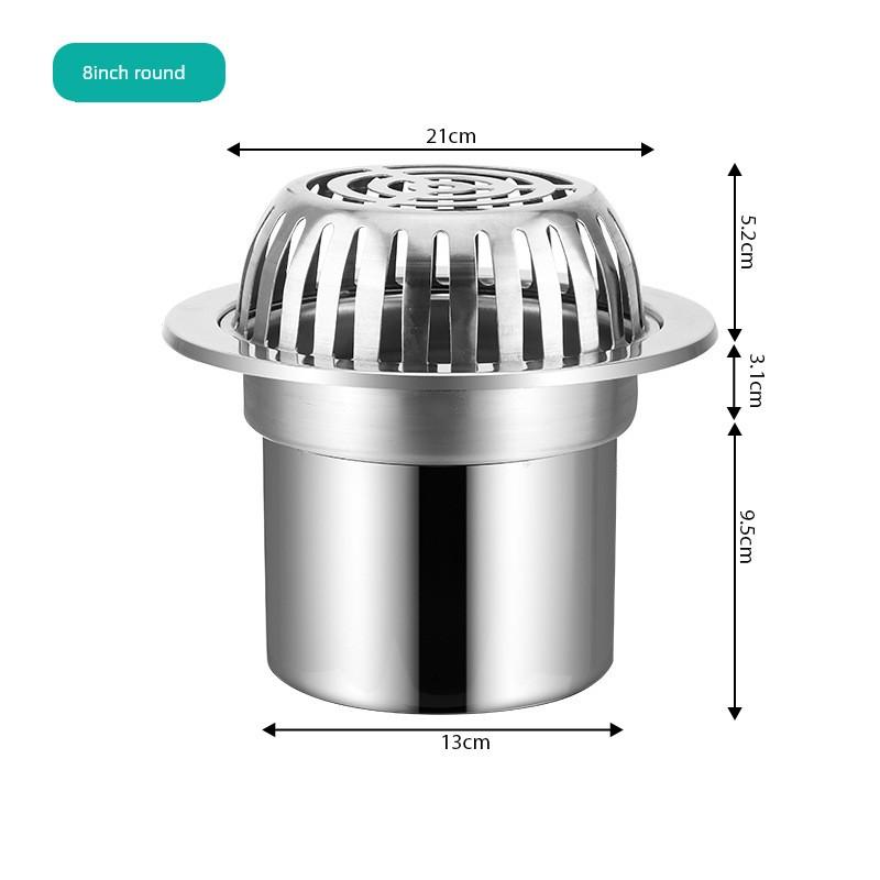 Stainless Steel Thickened Floor Drain with Plug-In Type, Elevated Rooftop Drain, Round Drain Cover, Anti-Clogging Drainage Floor Drain