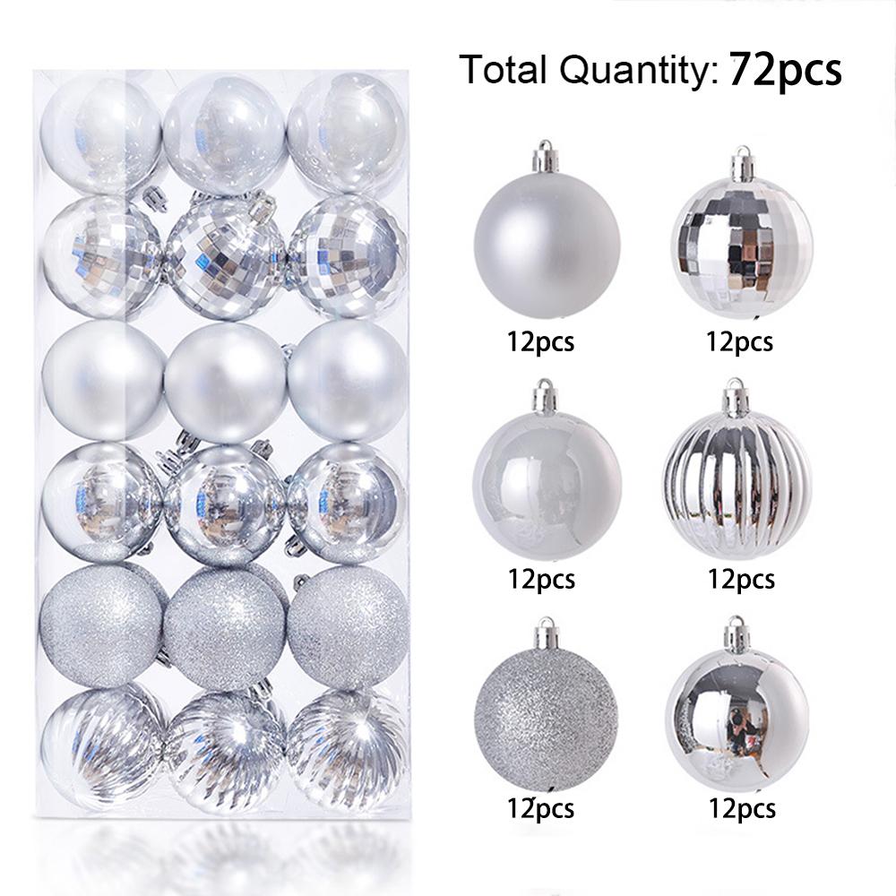 Weihnachtskugeln aus Kunststoff, 72 Stück 2,6 cm Weihnachtsbaumschmuck Hängeanhänger Kugeln Christbaumkugeln für Neujahr Weihnachtsbaumdeko