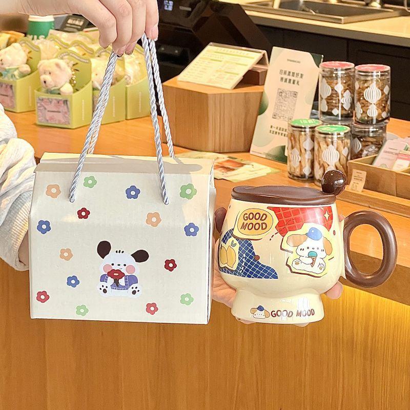 Cana Ceramică Drăguță Ursuleț Unt cu Capac Linguriță pentru Fete Cadou de Ziua de Naștere Suvenir Cană de Cafea pentru Micul Dejun