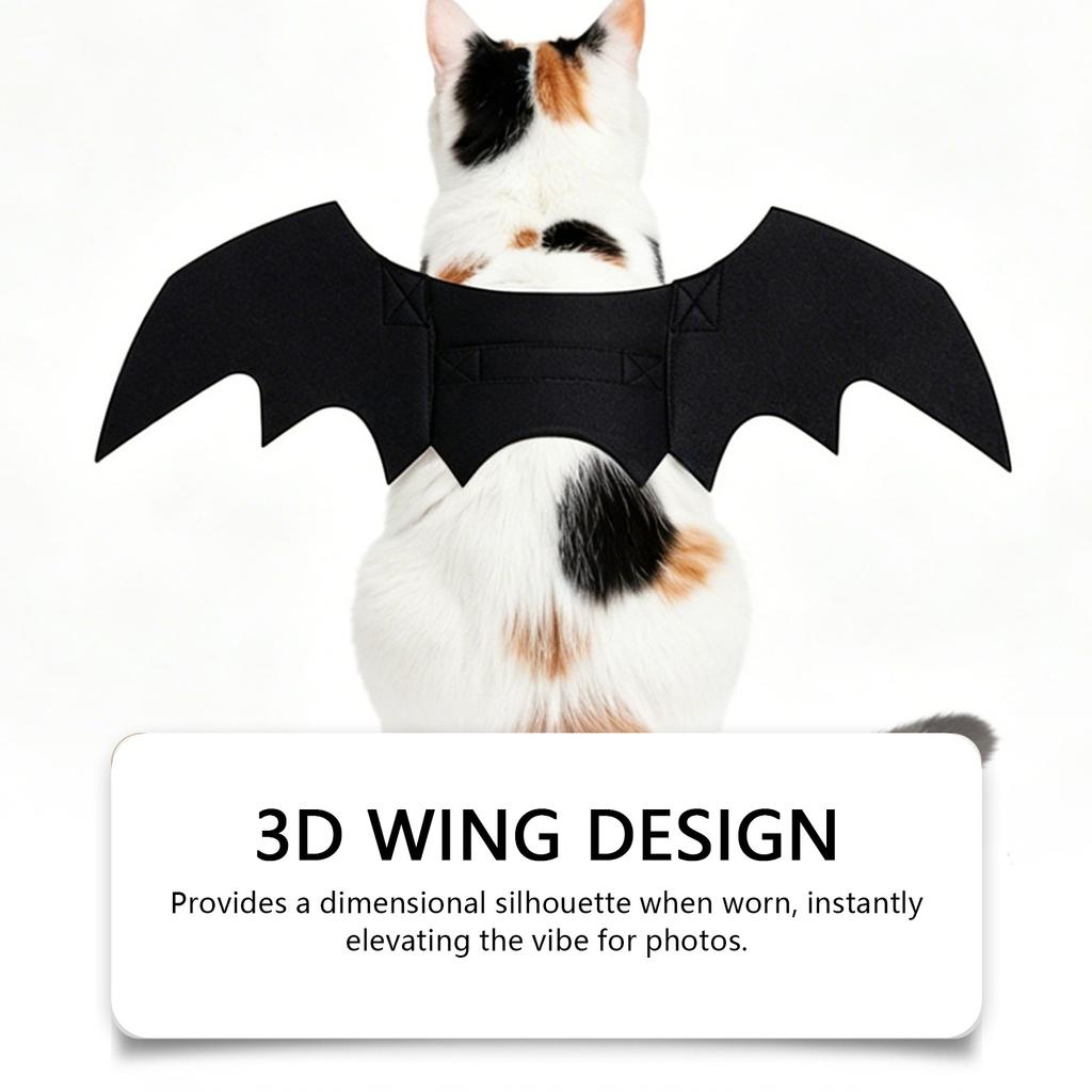 Zeriluna Pet Halloween Bat Wings Costume for Cats and Dogs Adjustable Size Black less