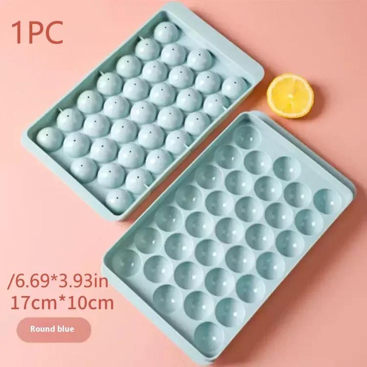 1PC 33 PP Food Grade Plastic Ice Cube Mold Household Frozen Ice Block Artifacts Food Grade Round Spherical Ice Lattice Whiskey