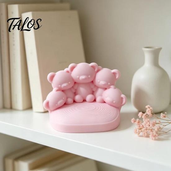 Creative Cell Phone Stand Five Little Bears Hugging Stand, 3D Printed Cute Gift for Friends Figurine Ornament, Decorative Sculpture Home Office