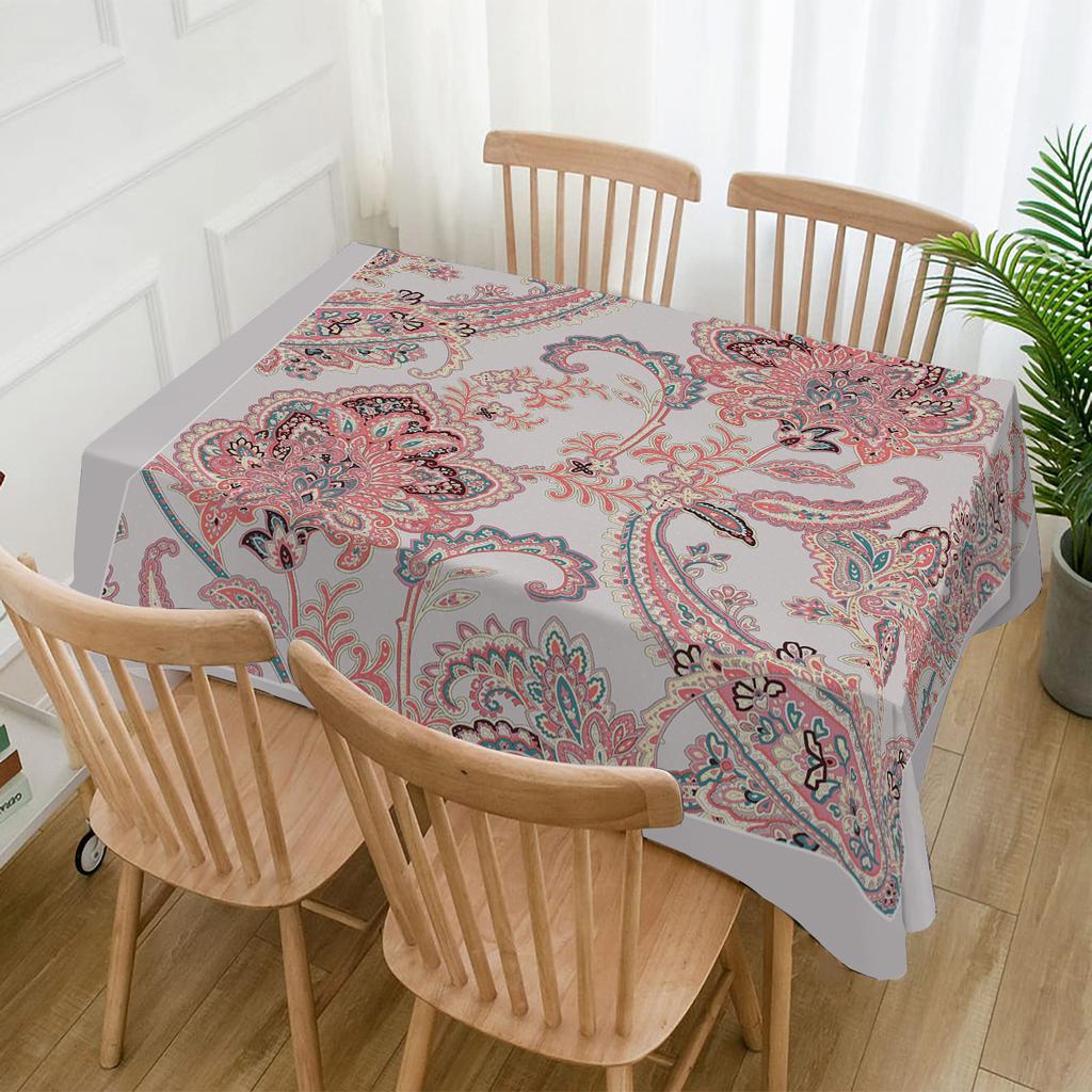 Paisley Flower Peony Household Anti-fouling Tablecloth Rectangular Coffee Table Waterproof and Oil-proof Fabric Mantel Mesa