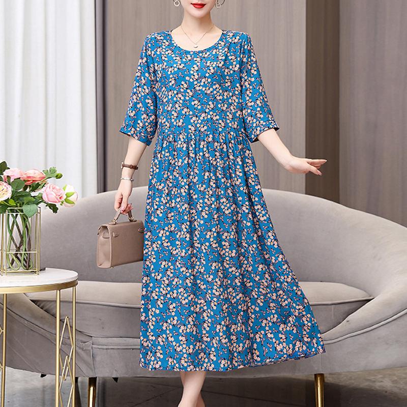 Summer Women for Dresses Casual Print Vintage Elegant Half Sleeve Women's Clothing Plus Size