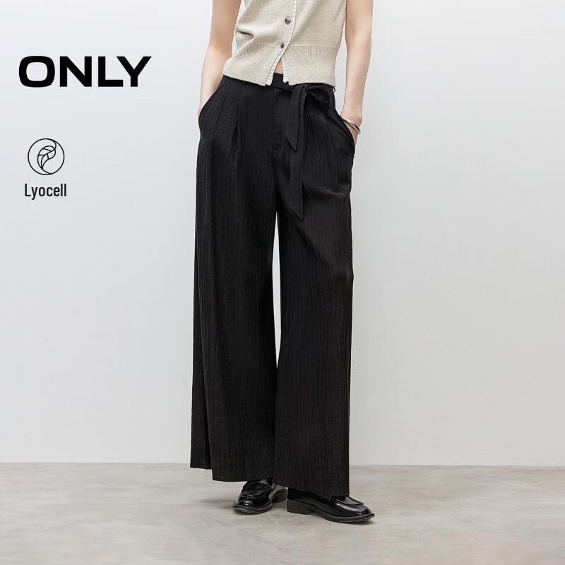 ONLY Women s 2025 Summer Vertical Stripe Loose Casual Pants with Ribbon L