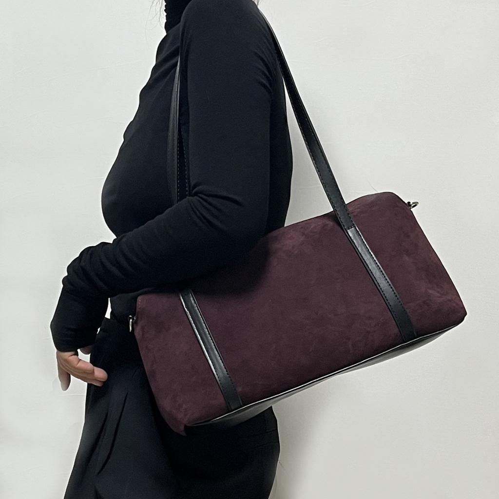 Vintage Suede Bag Women'S Commuter Versatile Shoulder Underarm Bag Pillow Bag Diagonal Span Bag
